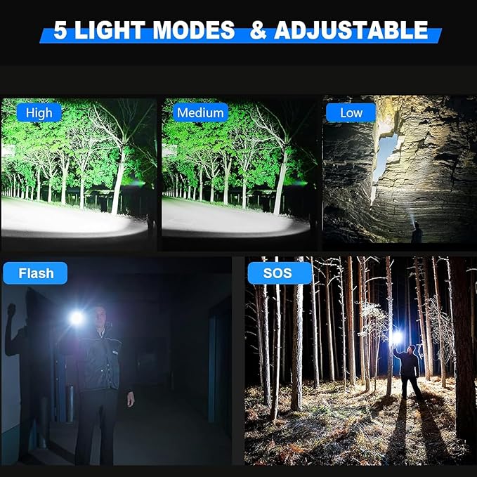 Rechargeable LED Flashlights 10000.00 High Lumens,   High Powered - Image 3