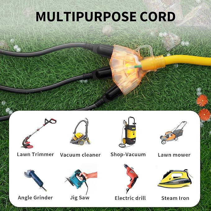 POWGRN 1 FT 2 Pack 12/3 Gauge Extension Cord - Image 7