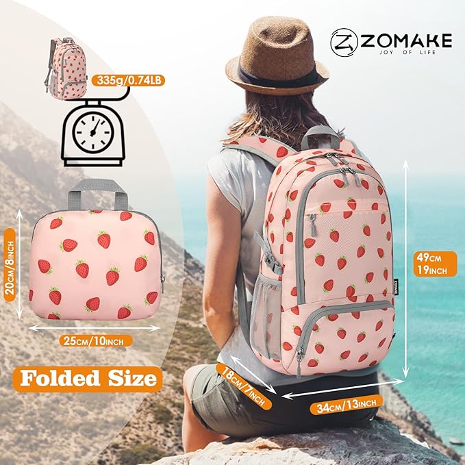 ZOMAKE Lightweight Packable Backpack 30L, Foldable Hiking Backpacks Water - Image 3
