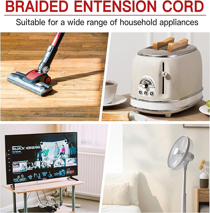 16/3 Braided Extension Cord 15 FT, Braided Extension Cord Flexible & Durable - Image 7
