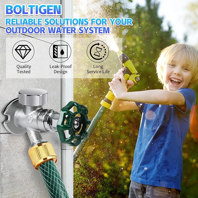 Boltigen Outdoor Faucet Repair Kit, Brass Chromed Vacuum Breaker Outside Faucet - Image 6