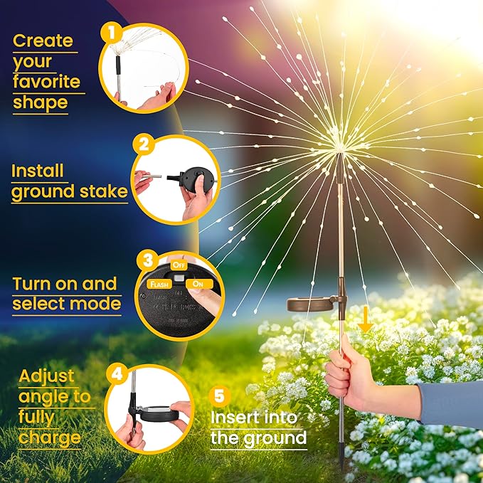 GIGALUMI Garden Decor Outdoor Lights 120LED 8Pack, Solar Garden Lights Outside - Image 8
