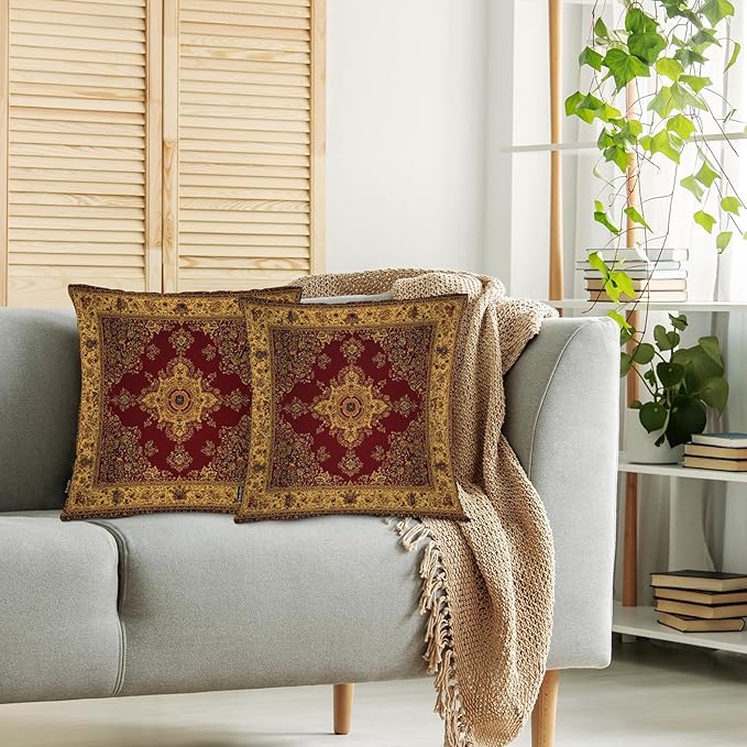 Swono Paisley Carpet Cozy Pillowcase Cushion Cover, Persian Carpet Tribal - Image 2