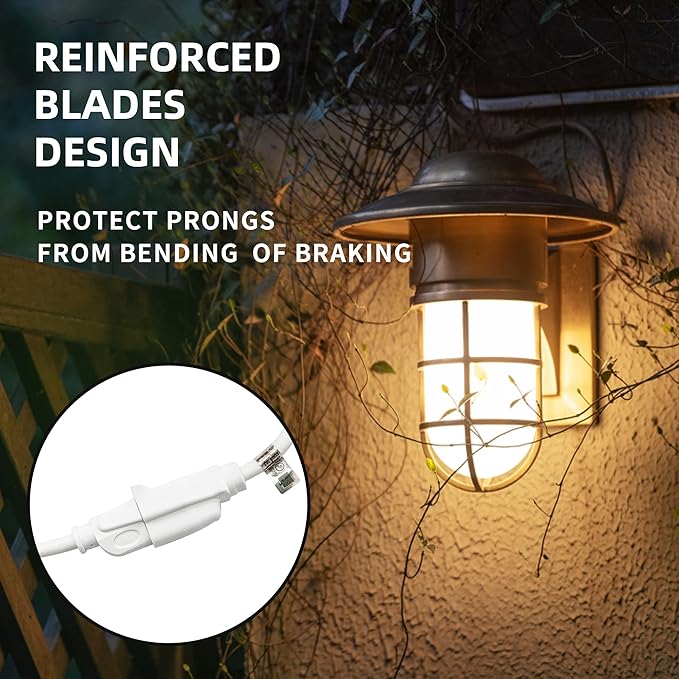 Indoor Outdoor Extension Cord Weatherproof, UL Listed, 16 Gauge 40FT White 3 - Image 5