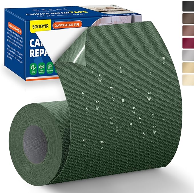 Self-Adhesive Canvas Repair Tape, Fabric Patch Repairs Kit by Sgooyir