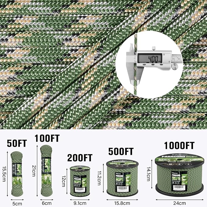 Paracord Rope 550 lb - 500ft 5/32" Parachute Cord 4MM 7-Strand para Cord - - Image 5