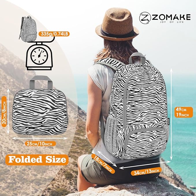 ZOMAKE Lightweight Packable Backpack 30L, Foldable Hiking Backpacks Water - Image 3