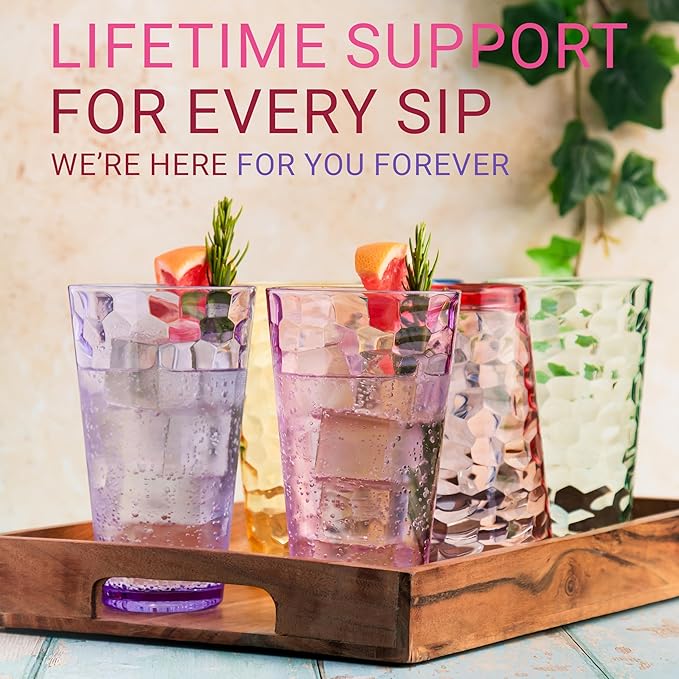 Bravario Hammered Plastic Drinking Tumbler, Dishwasher-Safe Premium Quality - Image 7
