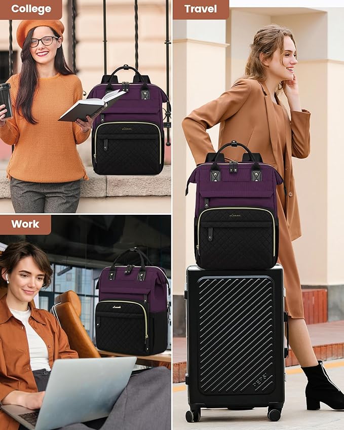 LOVEVOOK Laptop Backpack for Women, 15.6 inch Waterproof Nurse Bag Teacher Work - Image 3