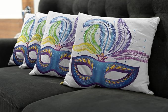 Ambesonne Mardi Gras Throw Pillow Cushion Case Pack of 4, Modern Accent - Image 7