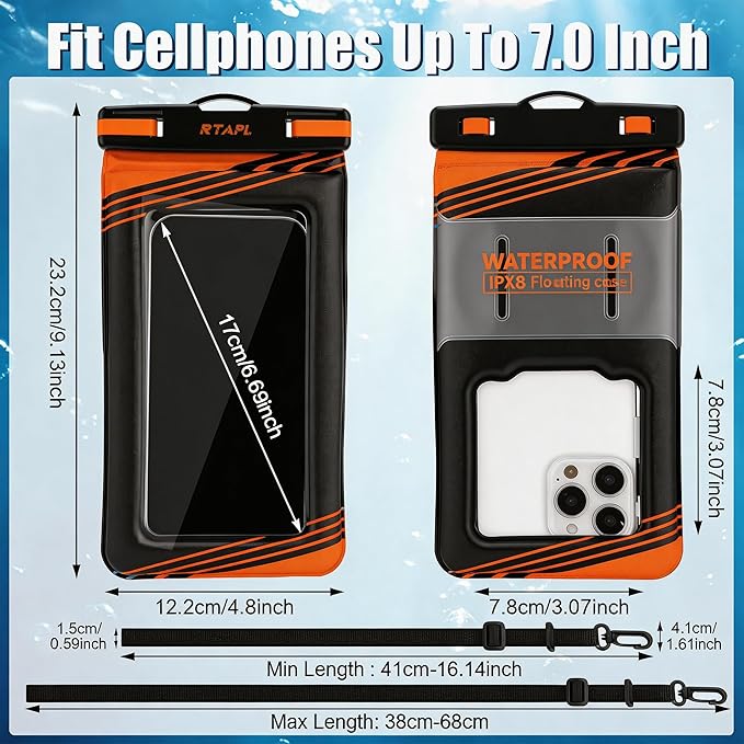 2 Pack IPX8 Floating Waterproof Phone Pouch - Image 4