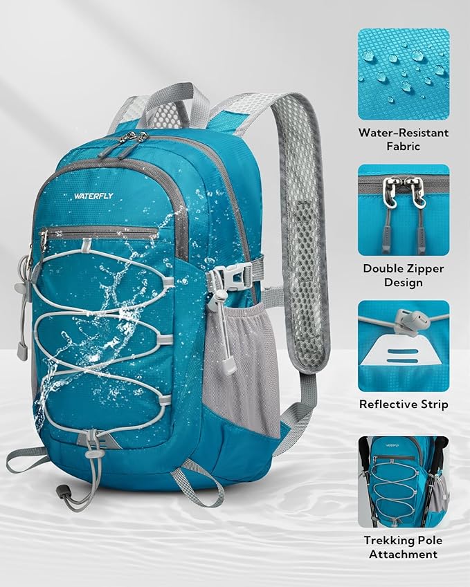 WATERFLY Small Lightweight Packable Backpack: 15L Mini Ultra Light Foldable - Image 3