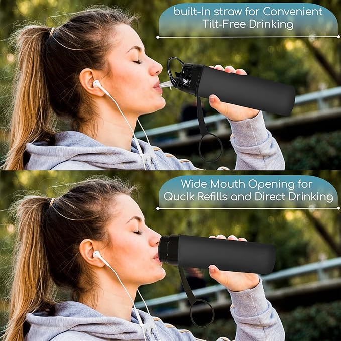 Collapsible Water Bottles 20oz, Odorless BPA-Free Silicone, Leak-Proof Foldable - Image 7