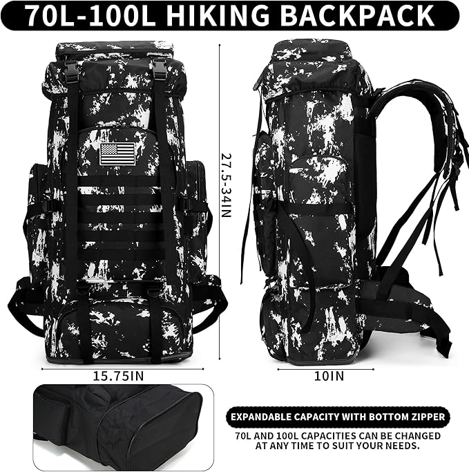 Hiking Backpack for Men 70L/100L Camping Backpack Military Rucksack Molle 3 - Image 2