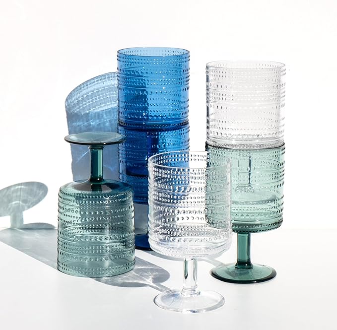 Beaded 14 oz Durable Acrylic Wine Glasses, Shatter-Resistant and - Image 4