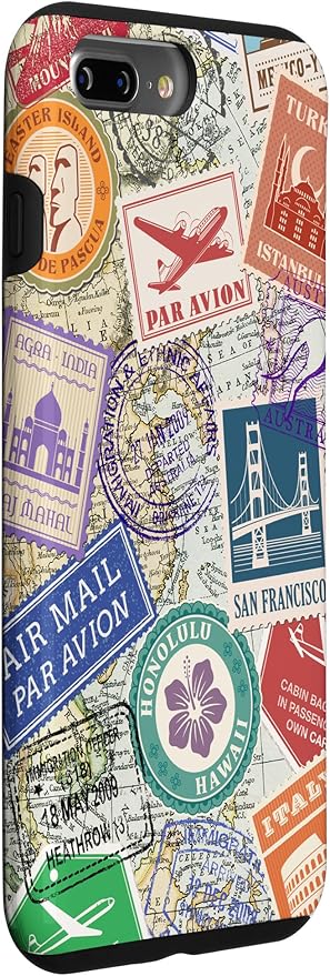 World Map Travel Passport Stamps Postage Stamp Case - Image 3
