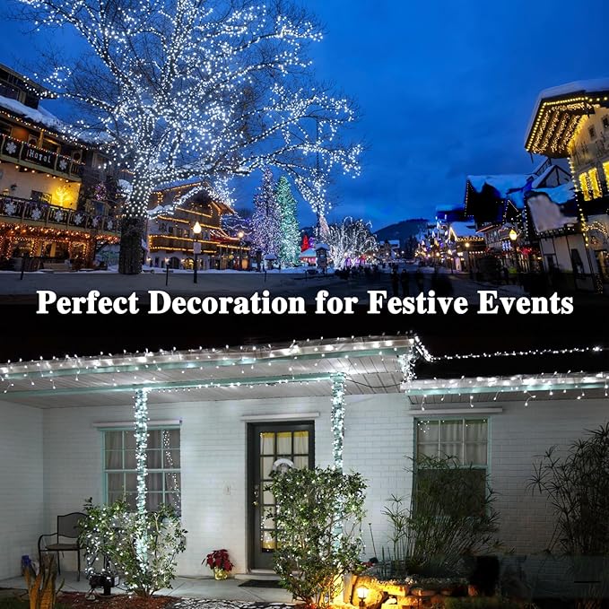 240LED 88Ft Connectable String Lights Indoor Outdoor Clear Wire | Cool White - Image 3