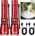 WdtPro LED Rechargeable Flashlight 2 Pack, Super Bright Zoomable 6000 Lumens by WdtPro