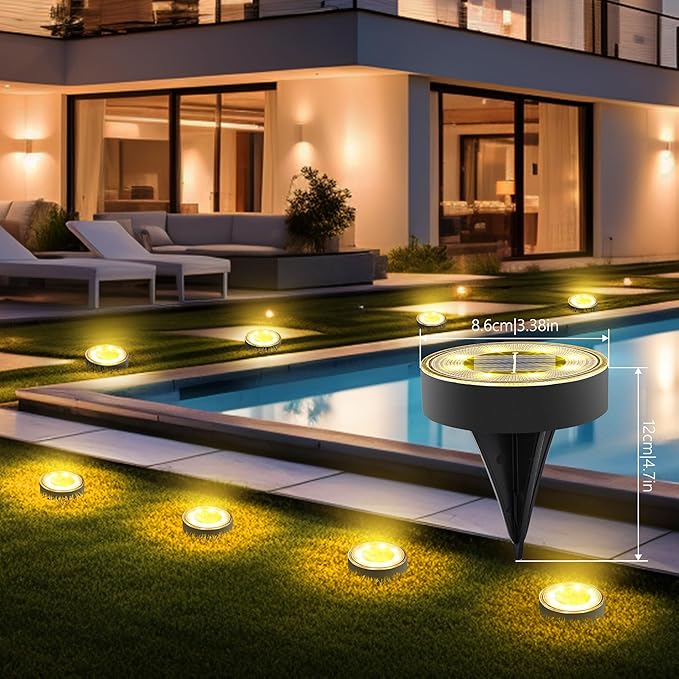 Joomer Solar Ground Lights, 16 Pack 8 LED Solar Lights Outdoor IP68 Waterproof - Image 4