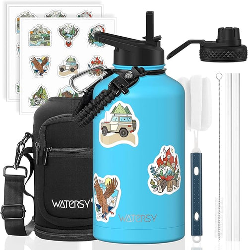 64oz Insulated Water Bottle, BPA Free&Leak Proof, Half Gallon Stainless Steel by Watersy