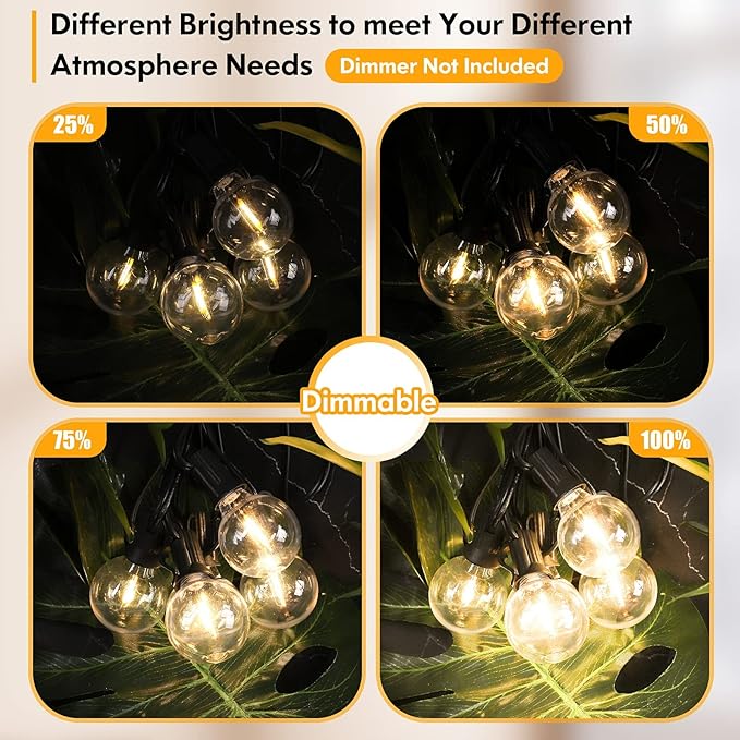 Brightever Outdoor String Light 150FT, Waterproof Dimmable Patio Lights - Image 4