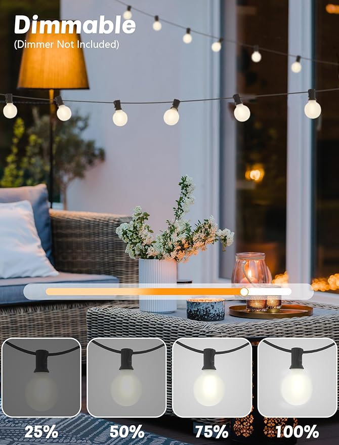 SUNSGNE G40 Outdoor String Lights Waterproof, 50FT Outdoor Hanging Lights - Image 6