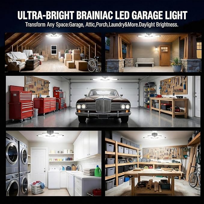 BRAINIAC 100W LED Garage Lights, 10000LM Ultra Bright Shop Light - Image 6