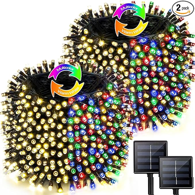 2 Pack 480 LED Solar Chrismas Lights Outdoor, 170 FT Solar String Lights by Albelt