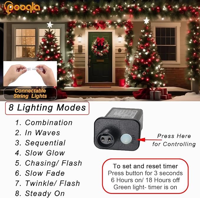 Christmas String Lights, 66 ft 200 LED Christmas Lights Plug in, Indoor Outdoor - Image 2