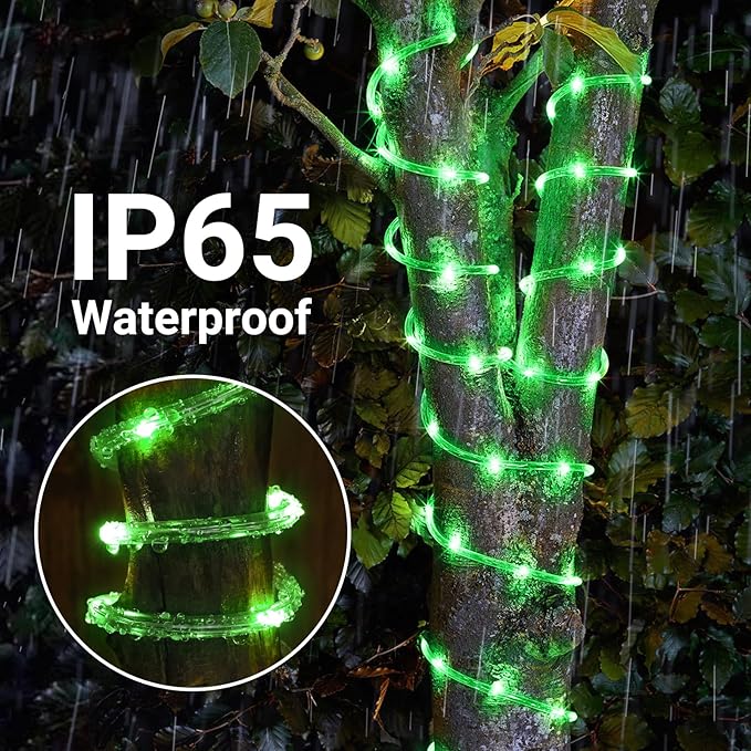 Solar Rope Lights, 2 Packs Total 66ft 200LEDSolar String Lights, 8 Modes - Image 5