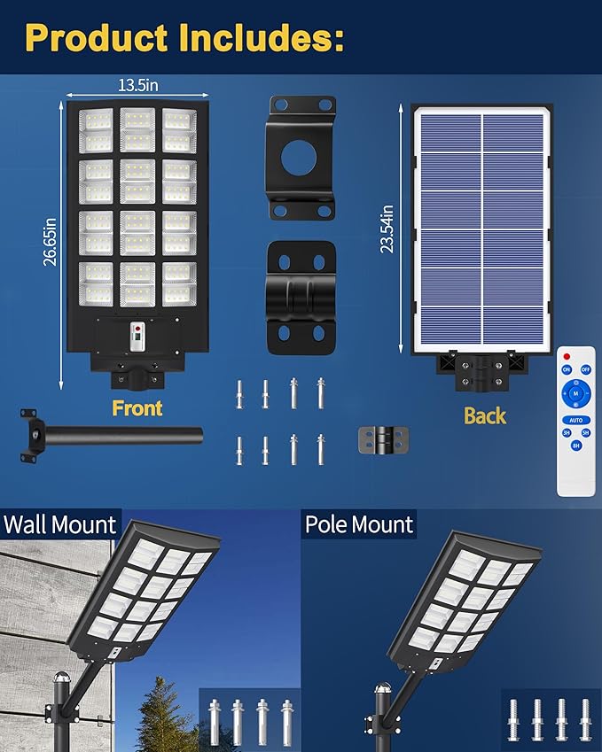 Ofuray Solar Street Lights Outdoor, Solar Security Flood Lights Parking Lot - Image 7