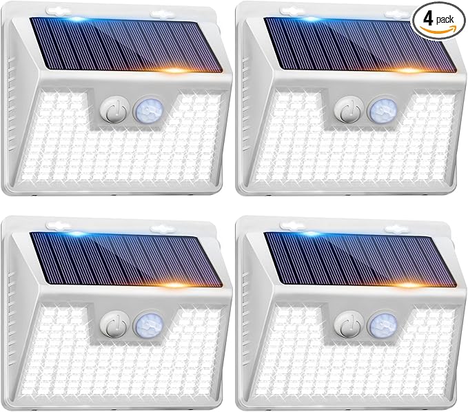Peasur White Solar Lights Outdoor Waterproof, 3 Modes Security Wall Lights by Peasur