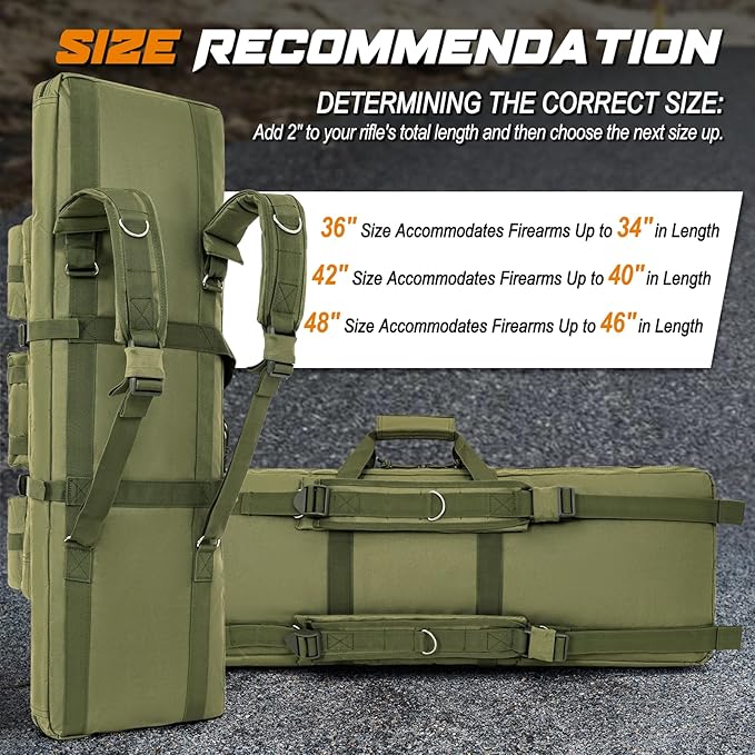 DULCE DOM 36 42 48 Inch Double Rifle Case, Tactical Soft Padded Backpack - Image 6