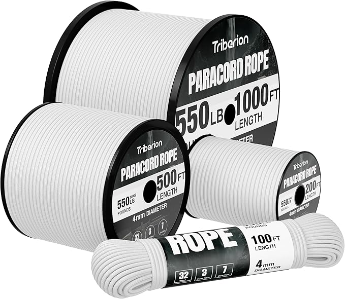 Paracord Rope 550 lb - 200ft 5/32" Parachute Cord 4MM 7-Strand para Cord - by Triberion
