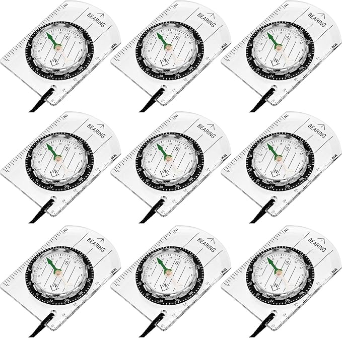 BBTO 9 Pieces Orienteering Compass Hiking Backpacking Camping Compass Map by BBTO