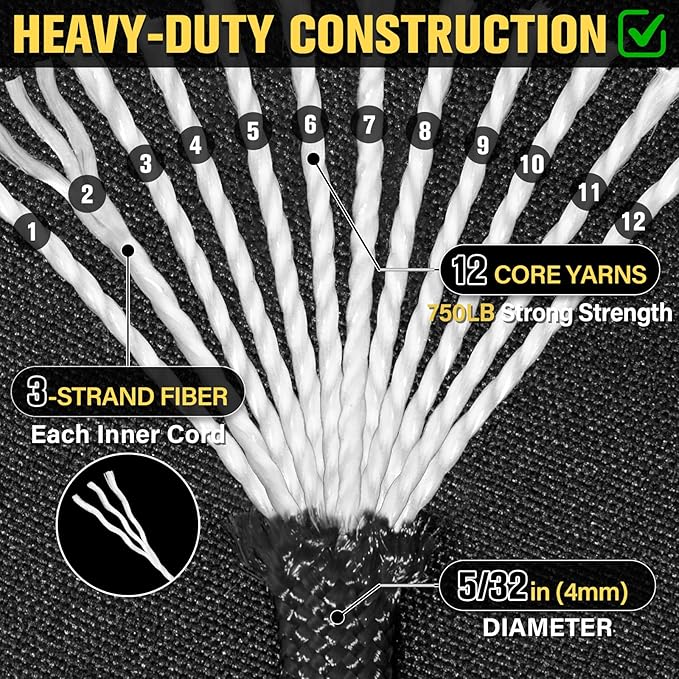 Paracord Rope 750 lb - 1000ft / 500ft / 200ft / 100ft 5/32" Parachute Cord 4MM - Image 2