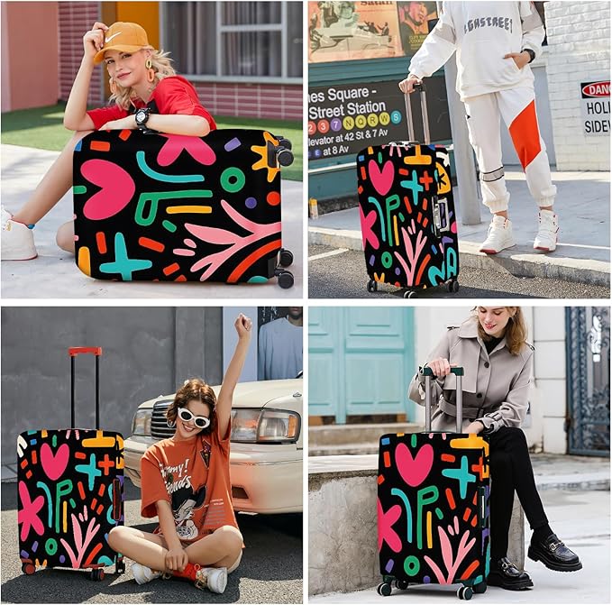 ANNA QUEEN Color Pop Abstract Luggage Cover, Modern Geometric Art Suitcase - Image 7