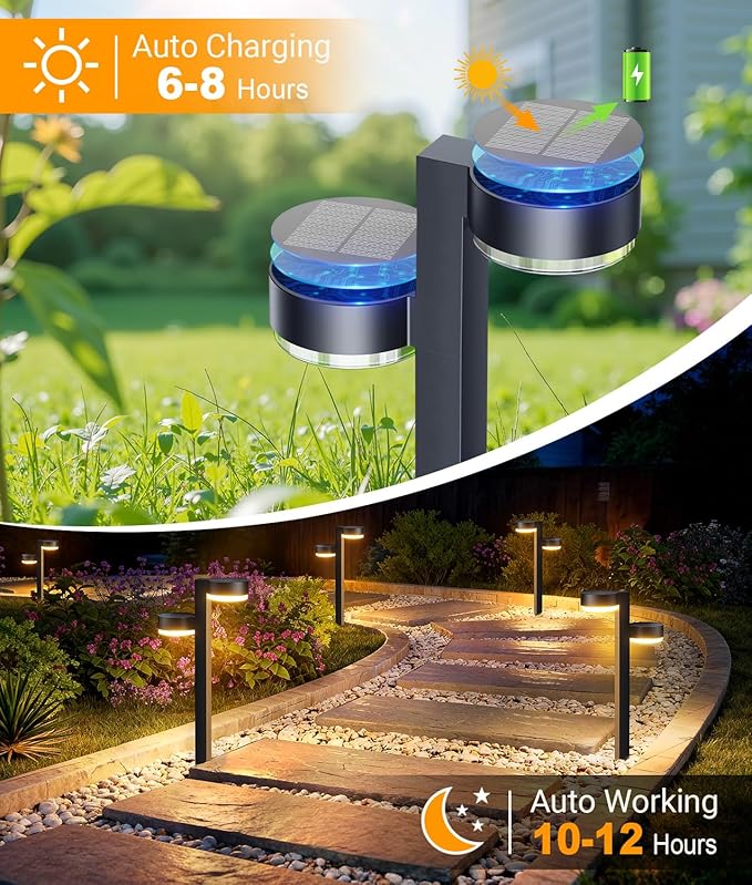 Solar Pathway Lights Outdoor Waterproof, 6 Pack Dual-Head Solar Lights Outdoor - Image 3