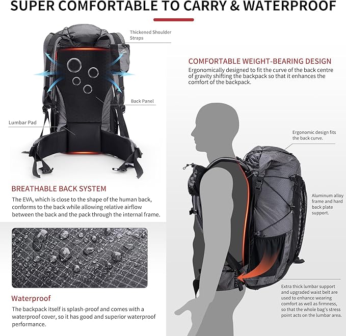 Naturehike 45L Rock Internal Frame Hiking Backpack - Image 4