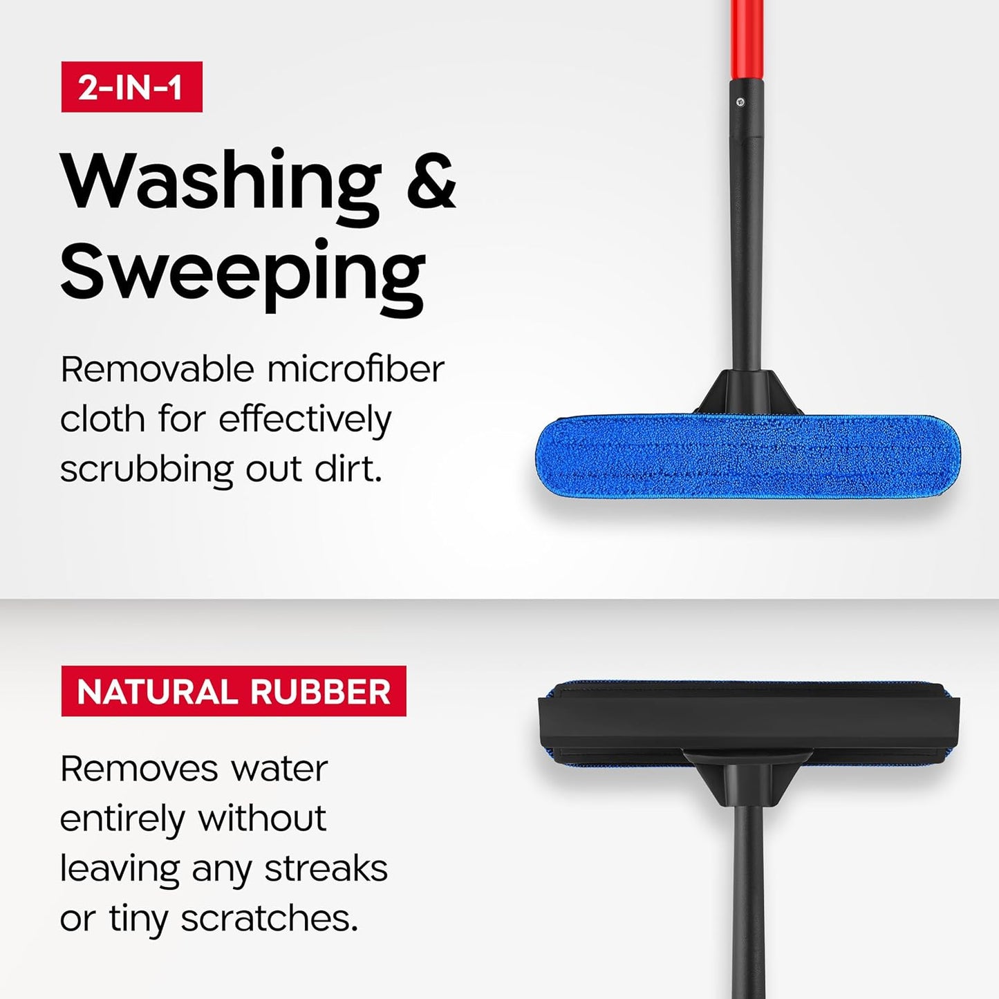 Tyroler Professional Window Squeegee for Home, 12"-110" Long Squeegee for Window Cleaning, 2-in-1 Window Cleaning Squeegee Kit, Indoor & Outdoor Window Cleaner Tool for High Windows & Glass (12"-110")