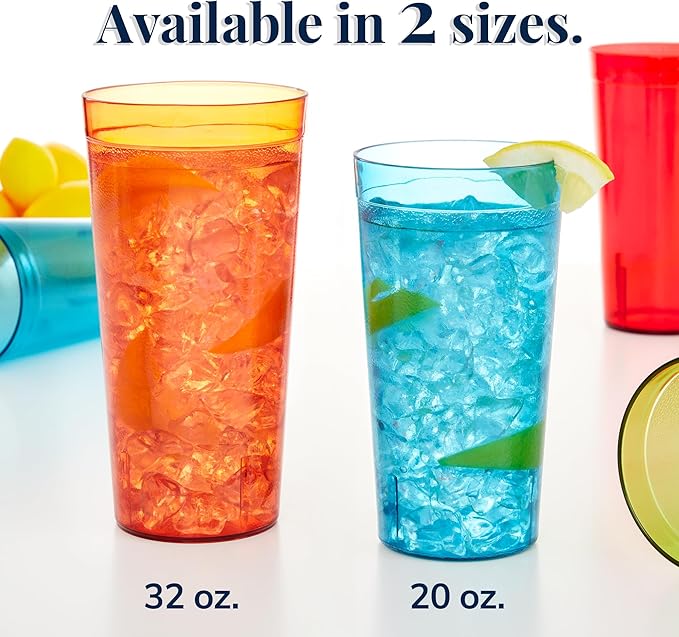 US Acrylic Cafe Plastic Reusable Tumblers 20-ounce Water Cups Assorted Colors | - Image 3