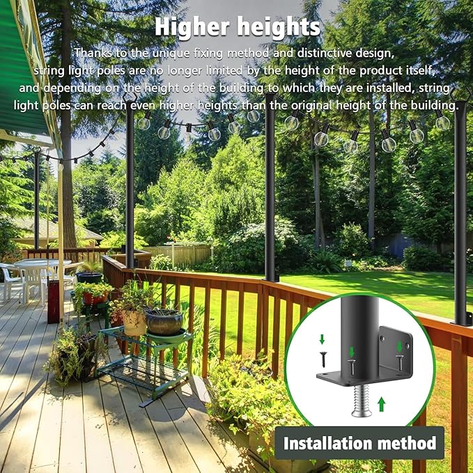NUERPO 6 Pack String Light Poles, 5Ft Metal Poles - Image 5