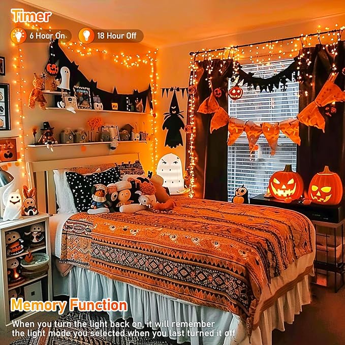 JMEXSUSS 150 LED Orange Halloween Lights Indoor Outdoor, Connectable Christmas - Image 3