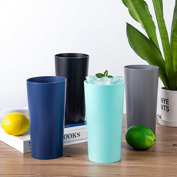 26-ounce Plastic Drinking Glasses Stackable Tumblers Water Cups Mixed Drinkware - Image 3
