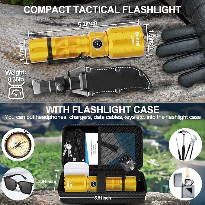 Banral Flashlights High Lumens Rechargeable, Super Bright Long Range Small - Image 2