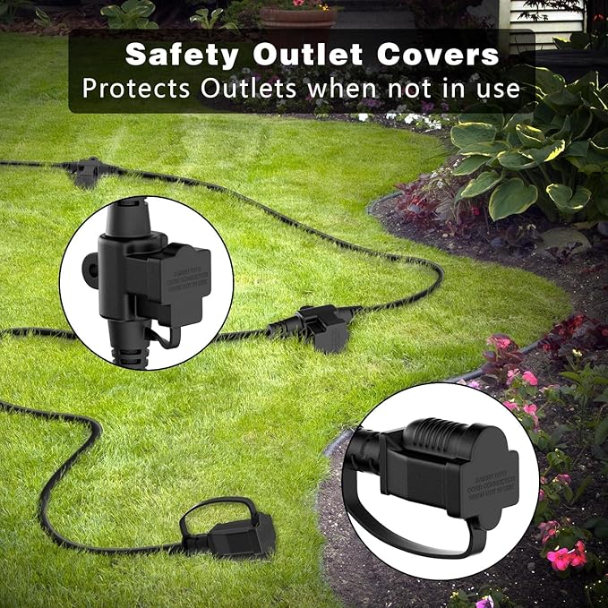 K KASONIC - Outdoor Extension Cord 100 FT, Evenly Spaced 12 Outlets Plugs - Image 5