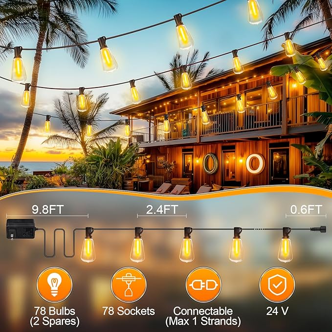 MGVIH Outdoor String Led Patio Lights - 200Ft 60M Outside Waterproof Light - Image 7