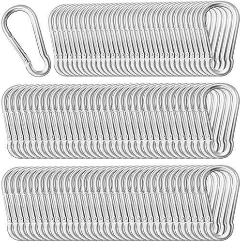 100 Pack 2" Heavy Duty Carabiner Clips, M5 Sliver Galvanized Steel Spring Snap by SEUNGCH