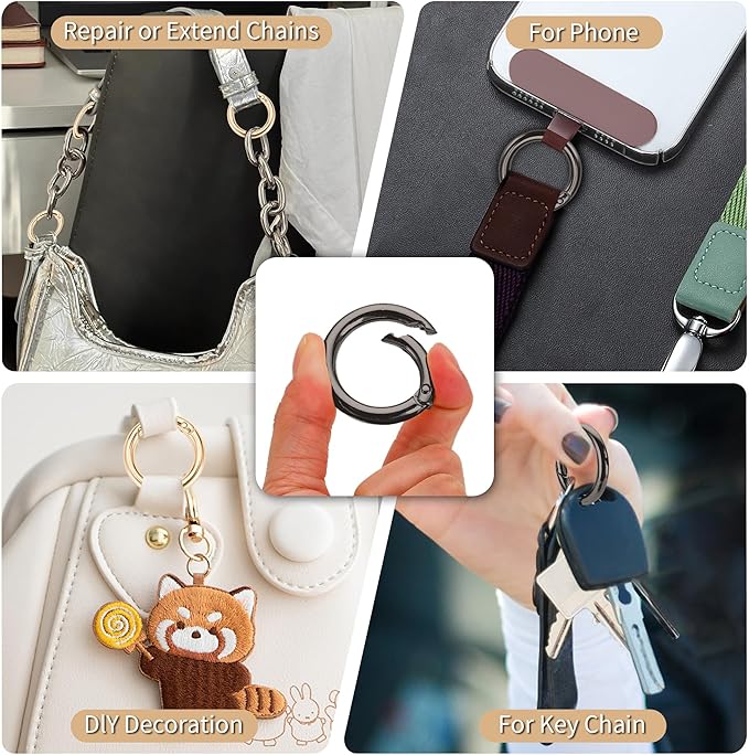 Gkeygo Key Ring Clip, 4/5 Inch Keychain Rings, 8 Pack Round Carabiner Clip - Image 5