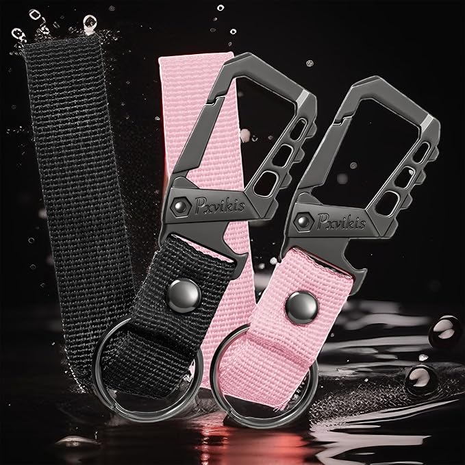 Metal heavy duty key chain carabiner clip bottle opener wrist lanyard ring car - Image 5
